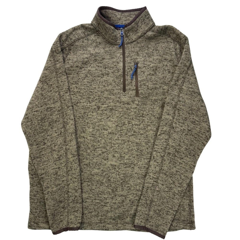 Ruff Hewn Adventure Tech 1/4 Zip Sweater Pullover Brown Outdoors Mens Large